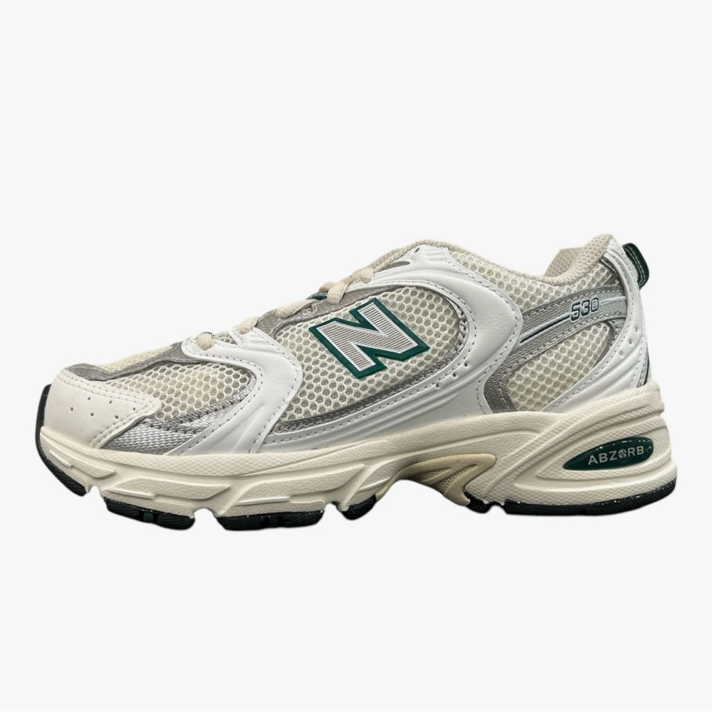 New Balance Cream and Green Athletic Shoes